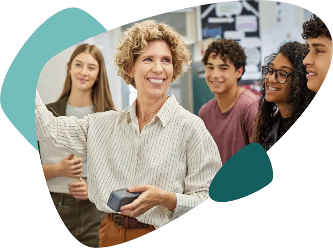 Header Afbeelding Met Enthousiaste Lerares