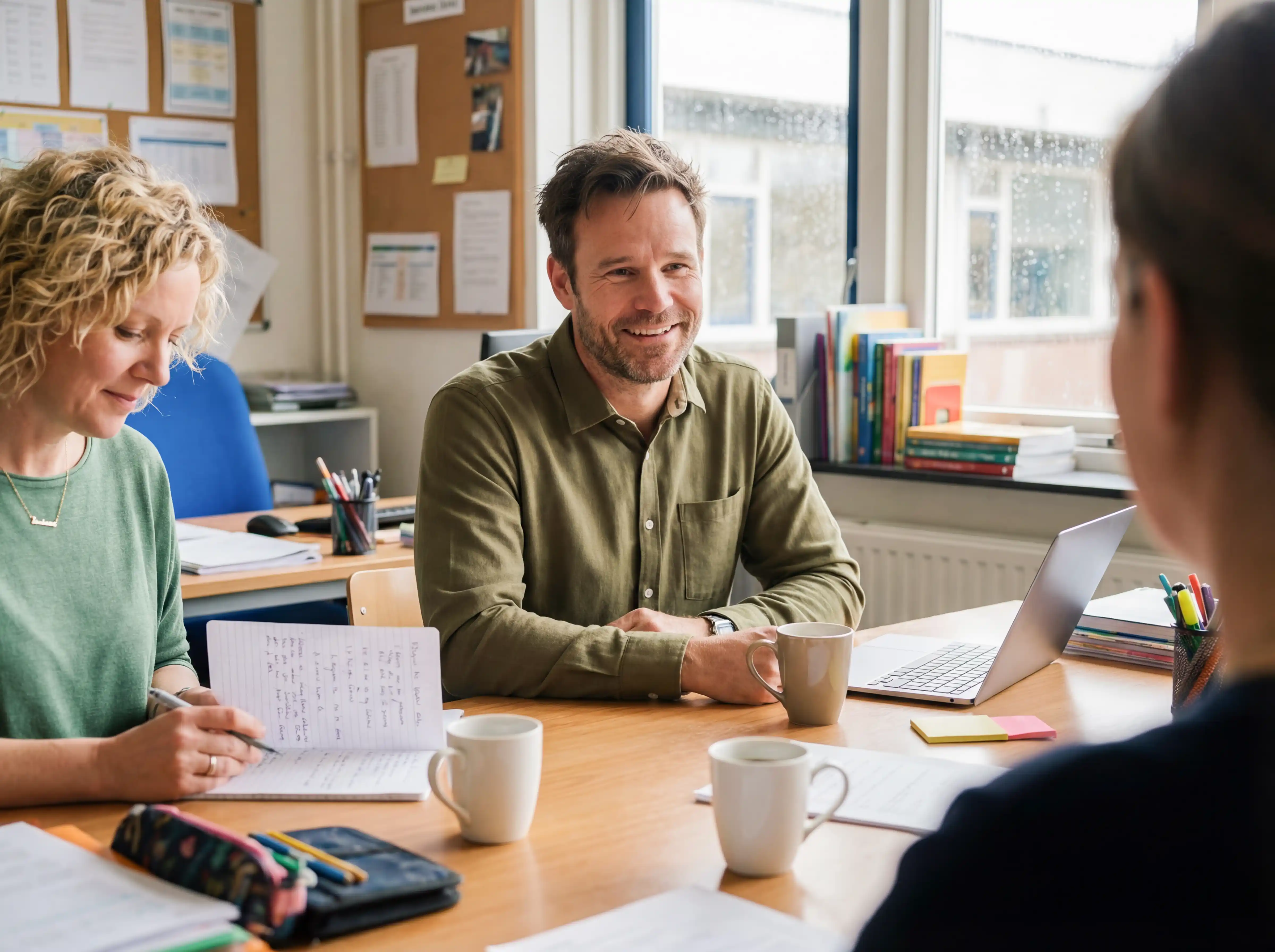 Docenten Bereiden Les Voor Met Laptop